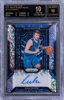 2018-19 Panini Prizm Fast Break Rookie Autos #3 Luka Doncic Signed Rookie Card - BGS PRISTINE/Black Label 10/BGS 10 - "1 of 1!"